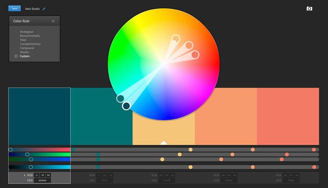 Adobe Color, a ferramenta de cores integrada ao Photoshop, Illustrator e demais produtos da Creative Cloud.